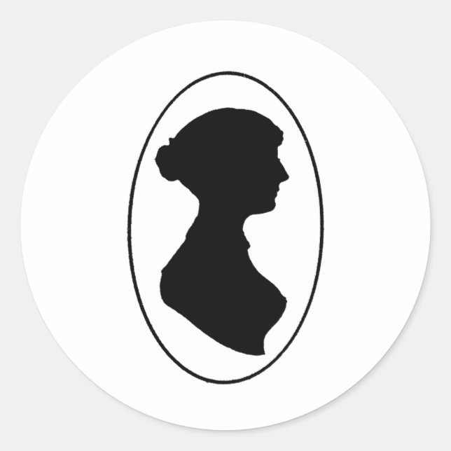 Jane Austen-Silhouette Runder Aufkleber (Vorderseite)