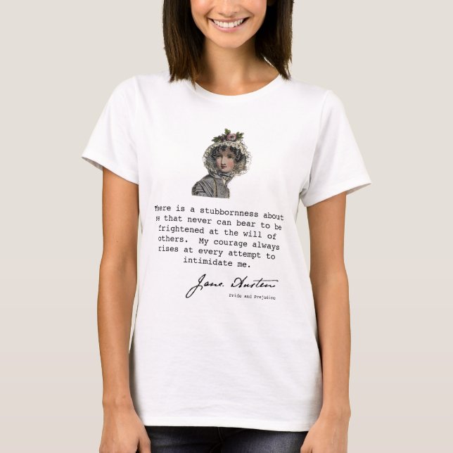 Jane Austen Silhouette und Buchquote T-Shirt (Vorderseite)