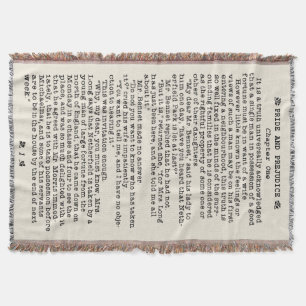 Jane Austen-Stolz und Vorurteil-Literatur-Zitat Decke