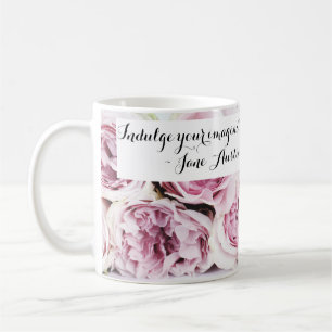 Jane Austen Stolz & Vorurteil Buchzitat Rosa Rose Kaffeetasse
