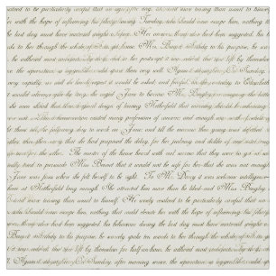 Jane Austen Text Black on Antique Cream Fabric Stoff