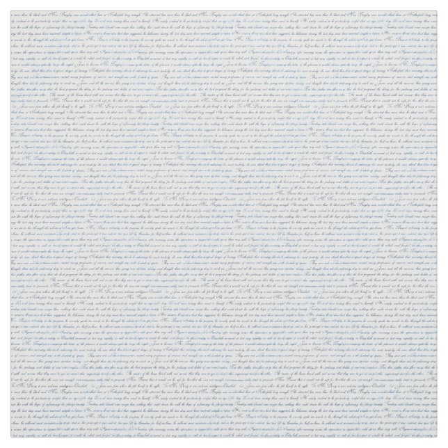 Jane Austen-Text-weißes blaues Gewebe Stoff (Muster)