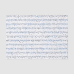 Jane Austen-Text-weißes blaues Seidenpapier