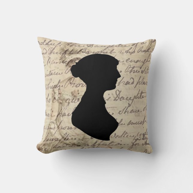 Jane Austen und Transkript und Silhouette, Kissen (Vorderseite)