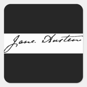 Jane Austen-Unterzeichnung Quadratischer Aufkleber