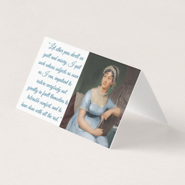 Jane Austen w/ quote (blue) Folded Card (Vorderseite)