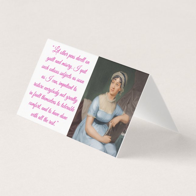 Jane Austen w/ quote (pink) Folded Card (Vorderseite)