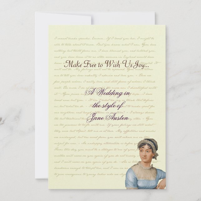 Jane Austen Wedding Celebration Quotes Einladung (Vorderseite)