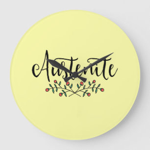 Jane Austen Yellow Floral Austenite Große Wanduhr