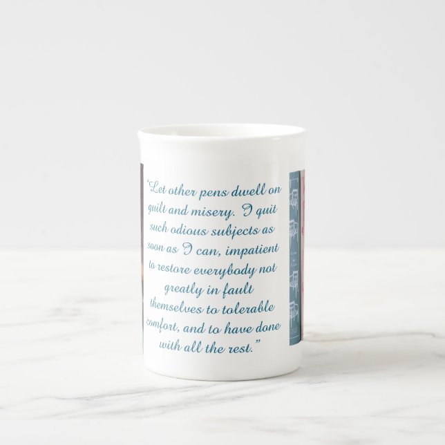 Jane Austen Zitat (Blau) Prozellantasse (Vorderseite)