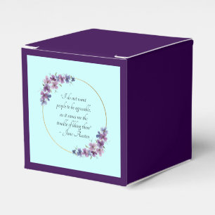 Jane-Austen-Zitat mit violettem floralem Goldrahme Geschenkschachtel