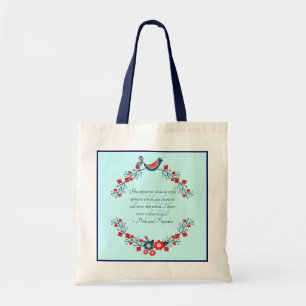 Jane Austen Zitat, Pride and Prejudice Floral Tragetasche
