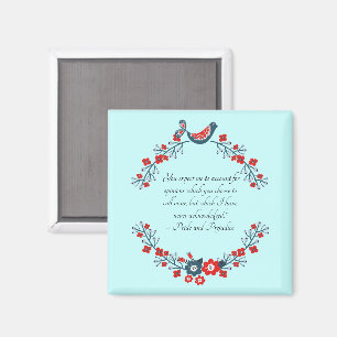 Jane Austen Zitat, Stolz und Vorurteil Floral Magnet