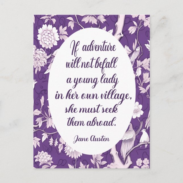 Jane Austen Zitat über Adventure Postcard Postkarte (Vorderseite)