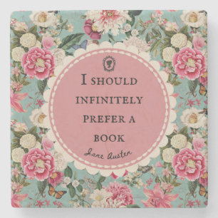 Jane-Austen-Zitat-Untersetzer mit Vintage-Blumen Steinuntersetzer