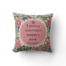 Jane-Austen-Zitat-Wurfkissen mit Vintage-Blumen
