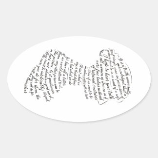 Jane Austen Zitate Calligram Ovaler Aufkleber