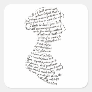 Jane Austen Zitate Calligram Quadratischer Aufkleber