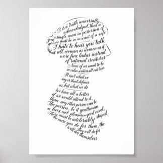 Jane-Austen-Zitate-Calligramm Poster