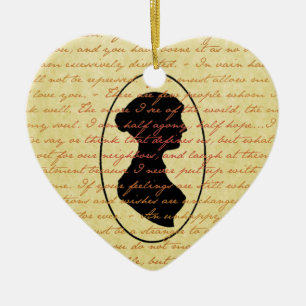 Jane Austen-Zitate und Miniatur-Weihnachtsfeiertag Keramikornament