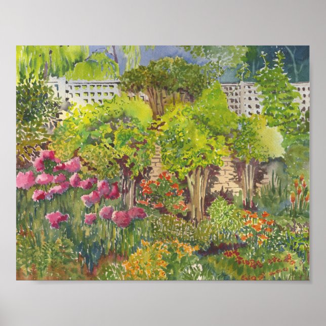 Jane Austen's Garden Aquarell Print Poster (Vorne)