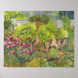 Jane Austens Garten-Aquarell-Druck Poster