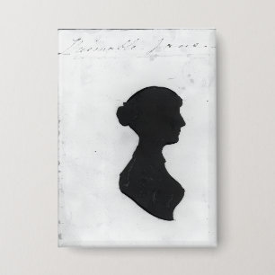 Jane Austens Silhouette auf einem Schlüsselanhänge Button