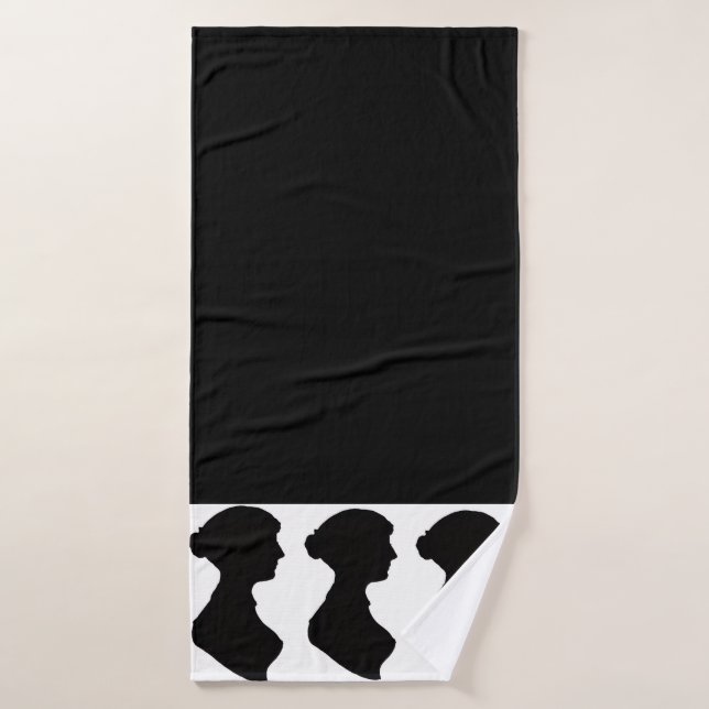 Jane Austens Silhouette auf Schwarz Badhandtuch Set (Badehandtuch)