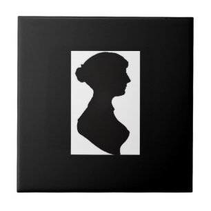 Jane Austens Silhouette auf Schwarz Fliese