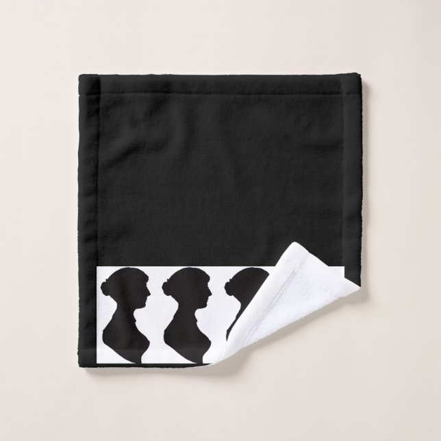 Jane Austens Silhouette auf Schwarz Waschlappen (Waschlappen)