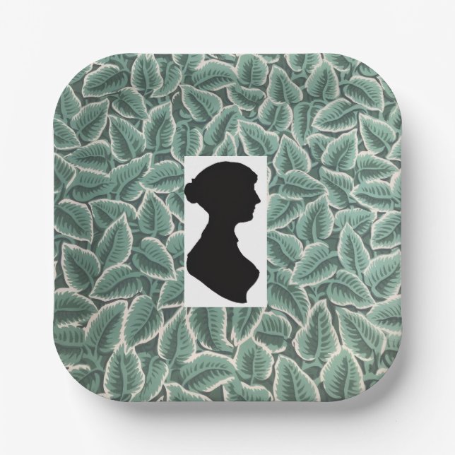 Jane Austens Silhouette & Home-Wandtapete Pappteller (Vorderseite)