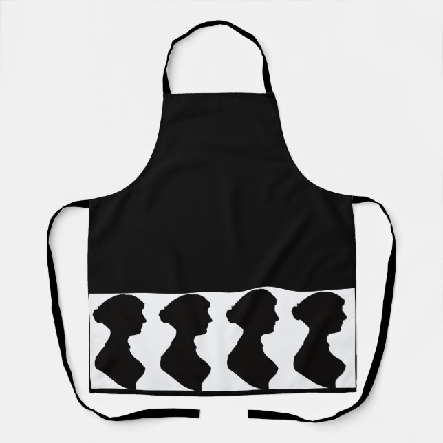 Jane Austen's Silhouette on Black Schürze (Vorderseite)