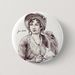 Jane Austin mit einem Lächeln Button