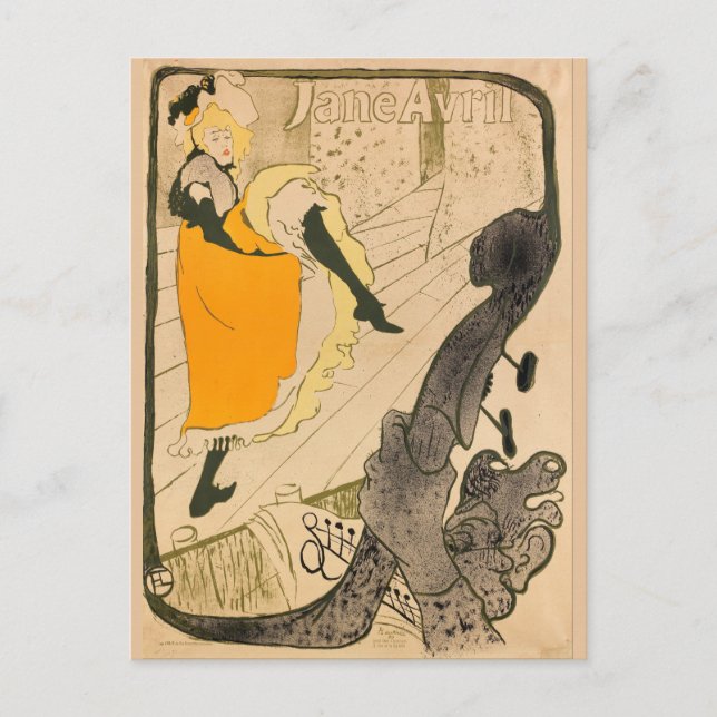 Jane Avril Henri de Toulouse-Lautrec Postkarte (Vorderseite)