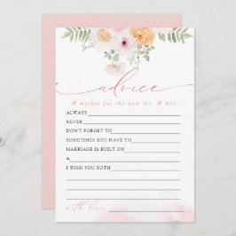 JANE Blush Floral Bridge Advice & Wishings Game Ca Einladung