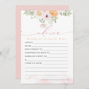 JANE Blush Floral Bridge Advice & Wishings Game Ca Einladung