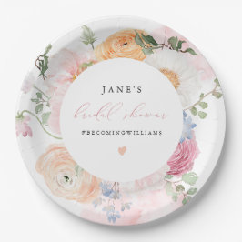 JANE Blush Floral Petals & Prosecco Brautparty Pappteller