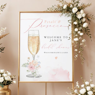 JANE Blush Floral Petals & Prosecco Brautparty Poster