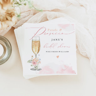 JANE Blush Floral Petals & Prosecco Brautparty Serviette