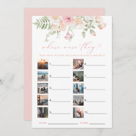 JANE Blush Floral Wo waren sie Bridal Game Card Einladung