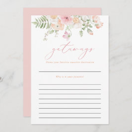 JANE Blush Pink Floral Getaways Reise Bridal Game Einladung