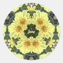 JANE ~ EASTER DAHLIAS YELLOW RELIGIOUS ~ RUNDER AUFKLEBER