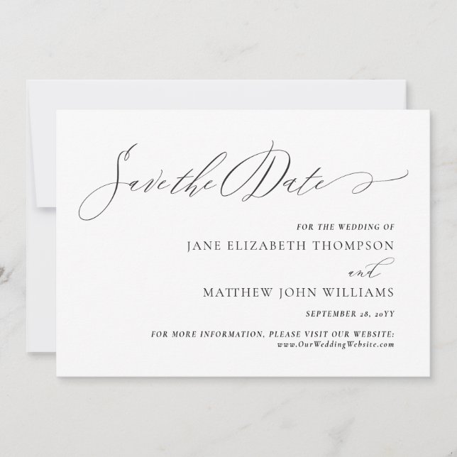 Jane Elegant Script Save the Date Hochzeit (Vorderseite)