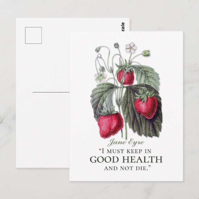 Jane Eyre - Behalten in Good Health - Erdbeeren Postkarte (Vorne/Hinten)