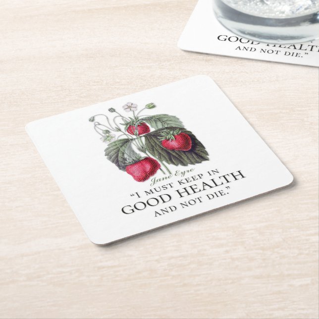 Jane Eyre - Behalten in Good Health - Erdbeeren Rechteckiger Pappuntersetzer (angewinkelt)