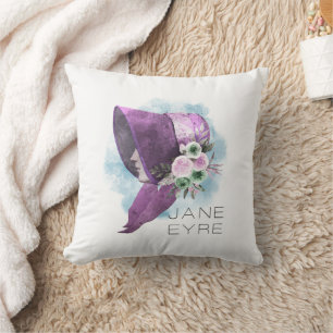 Jane Eyre Bonnet Blume Lila und blau Kissen