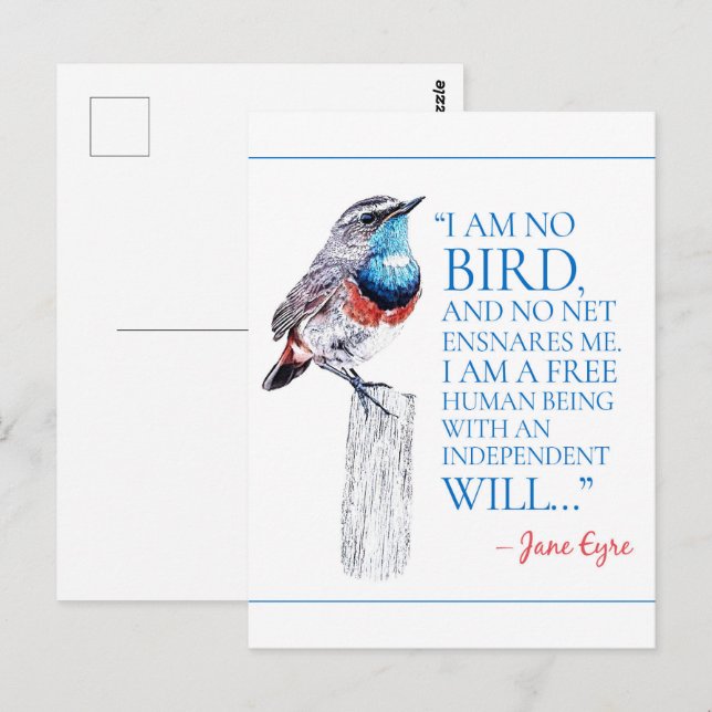 Jane Eyre - I Am No Bird - Blue Throated Bird Postkarte (Vorne/Hinten)
