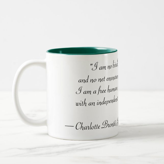 Jane Eyre I Am No Bird Quote Zweifarbige Tasse (Links)