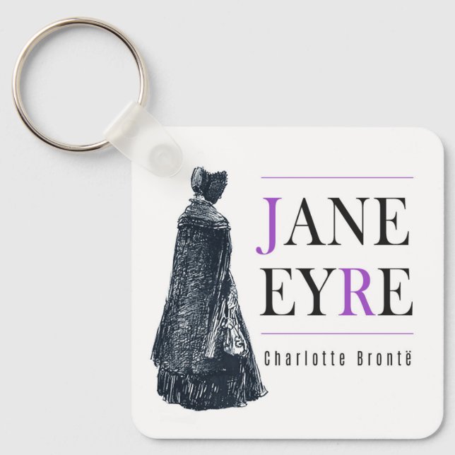 Jane Eyre in Cape und Bonnet Schlüsselanhänger (Vorderseite)