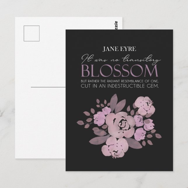 Jane Eyre - No Transitory Blossom - Rose auf Black Postkarte (Vorne/Hinten)